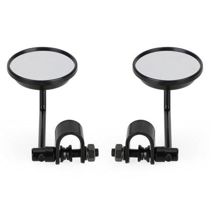 Cafe Racer Chopper Bobber PAIR Old style Clamp on Mirror 3" Round Mirrors