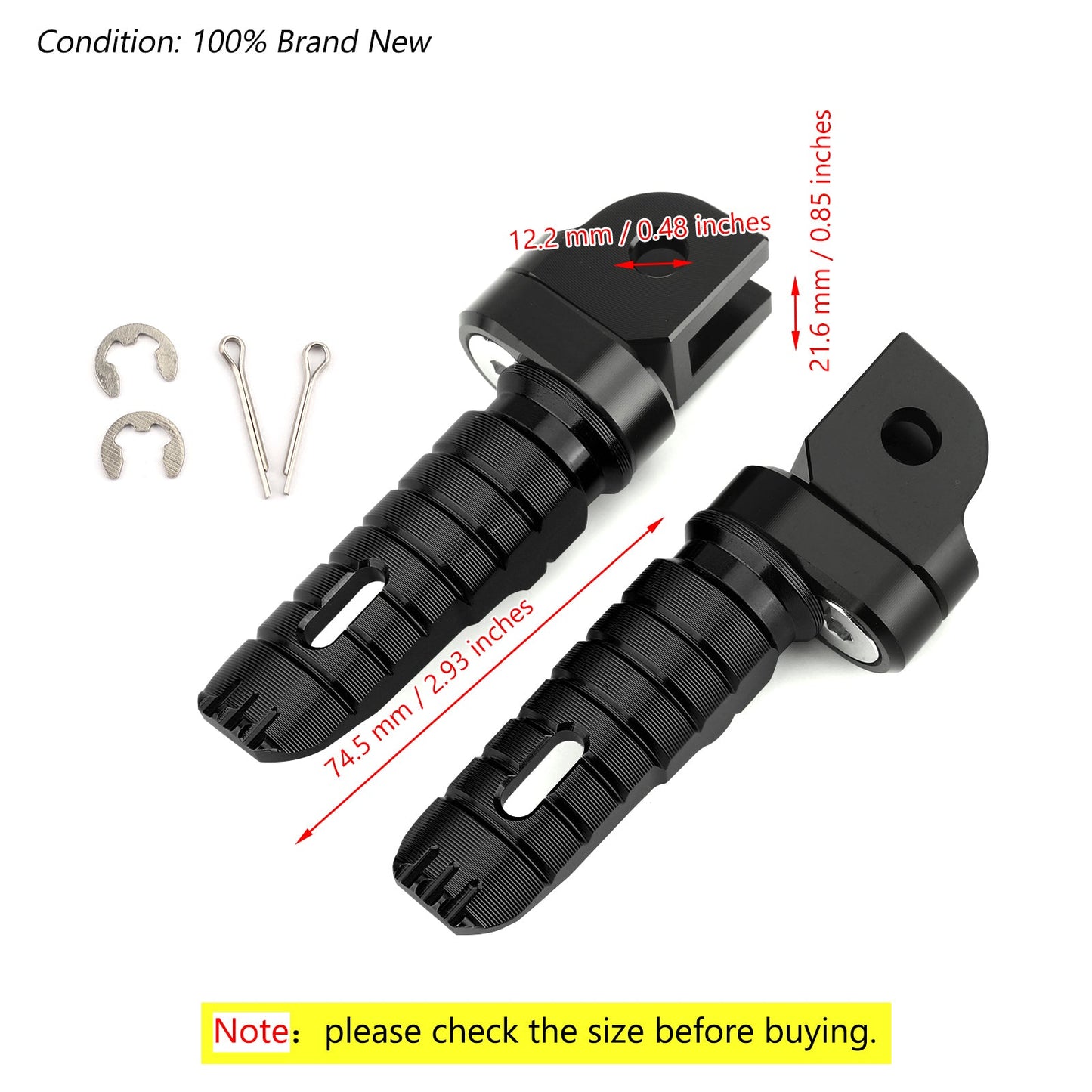 17-20 KAWASAKI Z650 Front Footrests Foot Peg Black