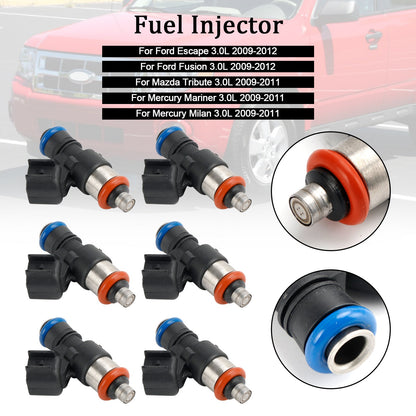 2009-2012 Ford Escape Fusion 3.0L 6PCS Fuel Injector 0280158189 FJ998 9L8E-A5A