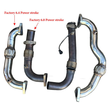 2008-2010 Ford 6.4 Powerstroke Diesel Exhaust Up-Pipe Heavy Duty Polished NO EGR