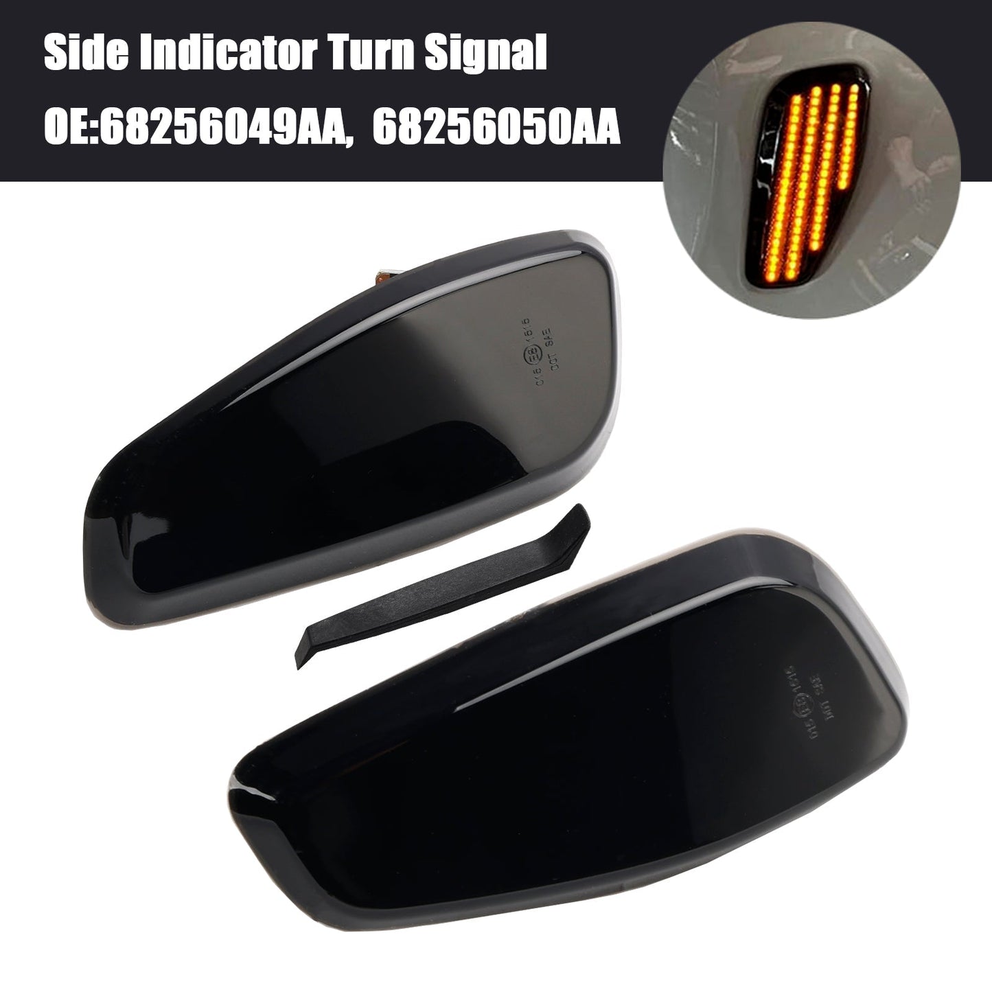 2014-2021 Jeep Renegade BU Smoked LED Blinker Side Indicator Turn Signal 68256049AA