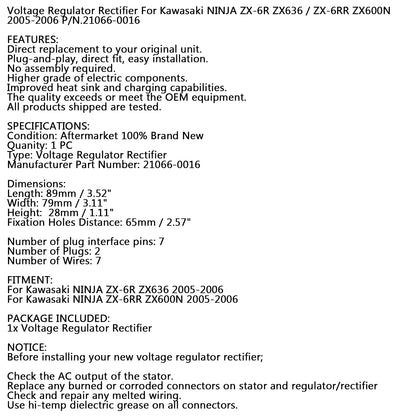 Kawasaki NINJA ZX-6RR ZX600N 2005-2006 Voltage Regulator