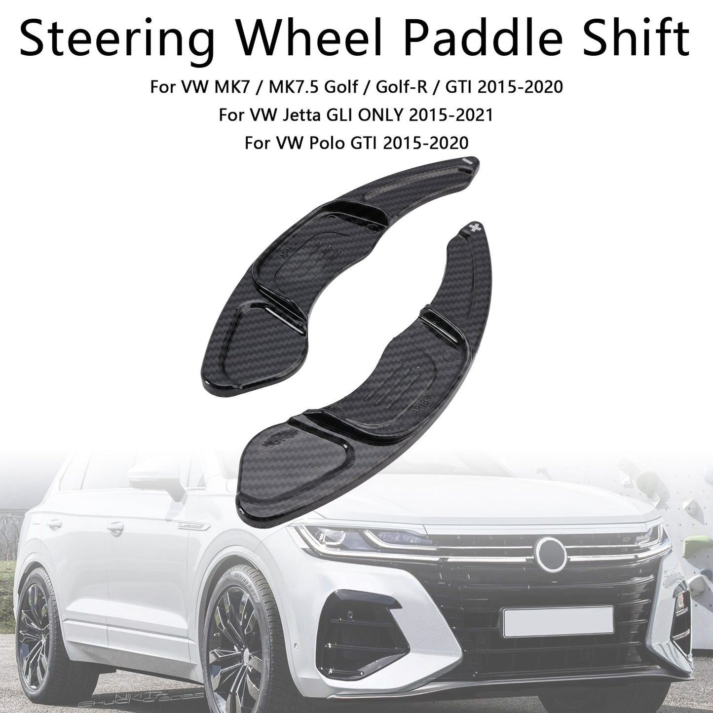 2015-2020 Volkswagen MK7 MK7.5 Golf Golf-R GTI Carbon Look Steering Wheel Paddle Shifter Extension Covers