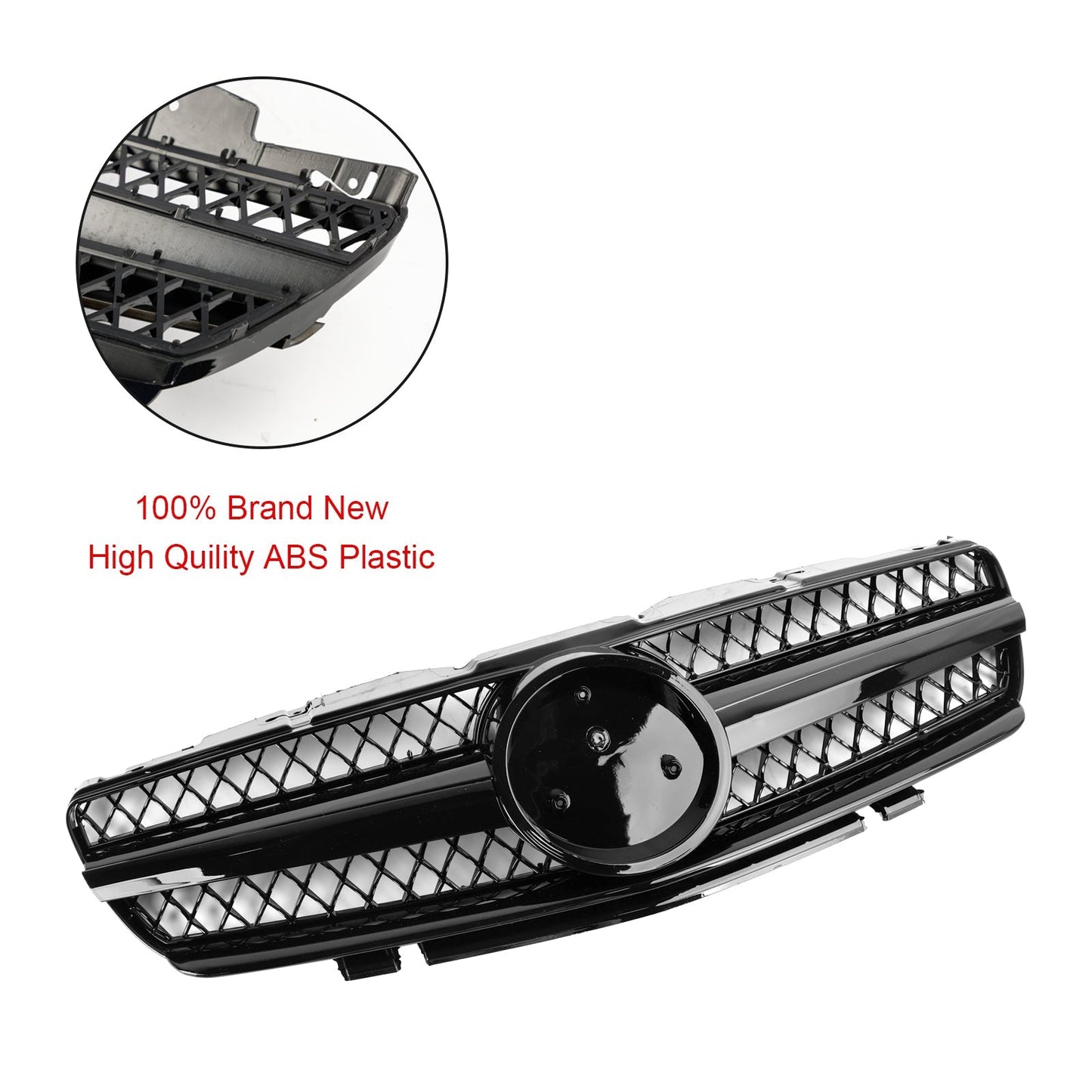 2002-2006 Mercedes Benz R230 SL Class SL350/500/600/SL55/65 1 Fin Star Grill black Chrome Grille