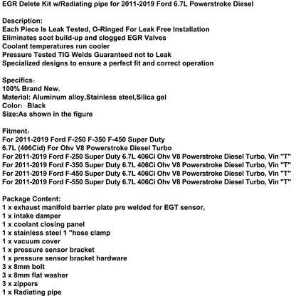 2011-2023 Ford F250 F350 F450 6.7L Powerstroke Diesel GR Delete Kit w/Radiating Pipe