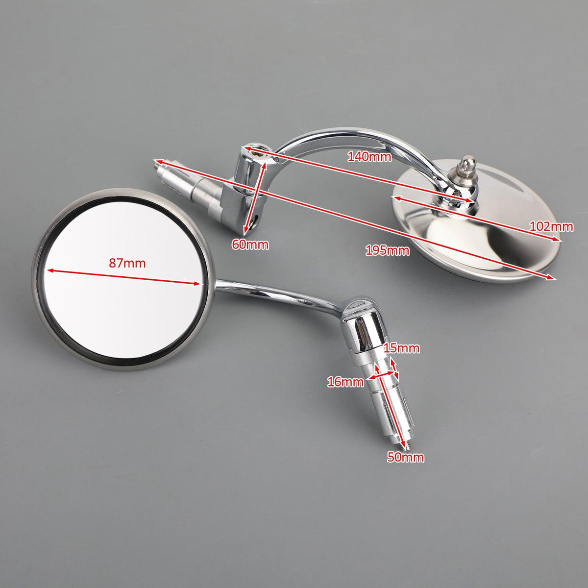 Cafe Racer Cruiser Custom Round Bar End Mirror Rearview Mirrors Chrome