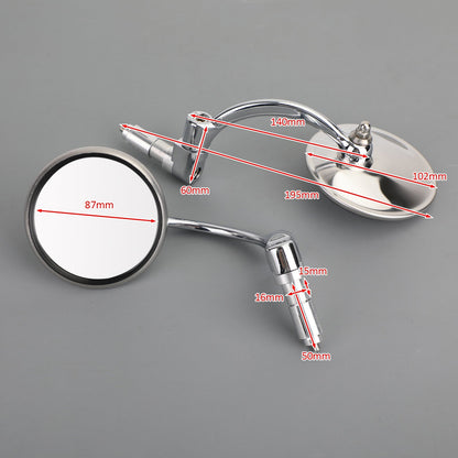 Cafe Racer Cruiser Custom Round Bar End Mirror Rearview Mirrors Chrome