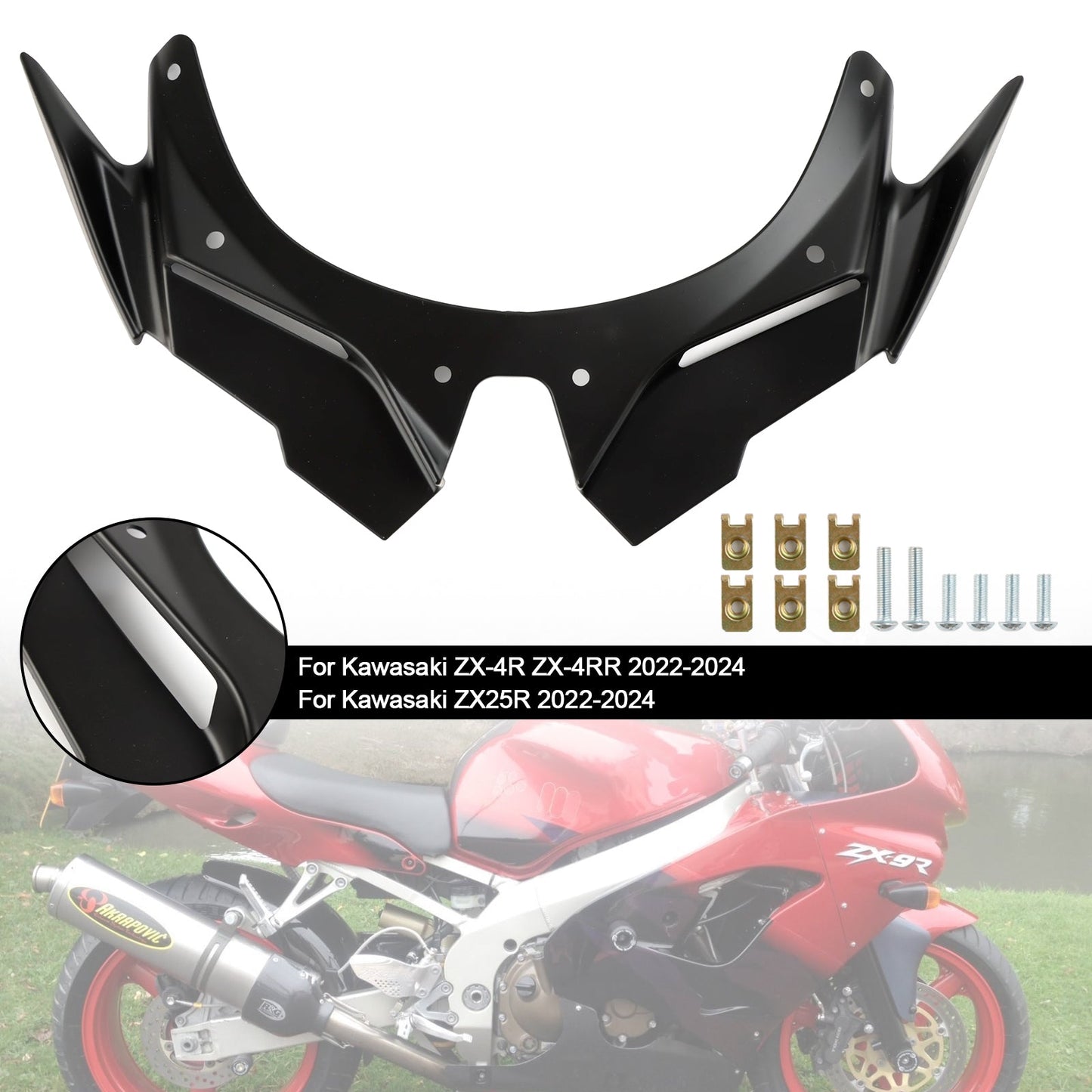 Front Fairing Wing Beak Shell Cover For Kawasaki ZX4R ZX4RR ZX25R 22-24