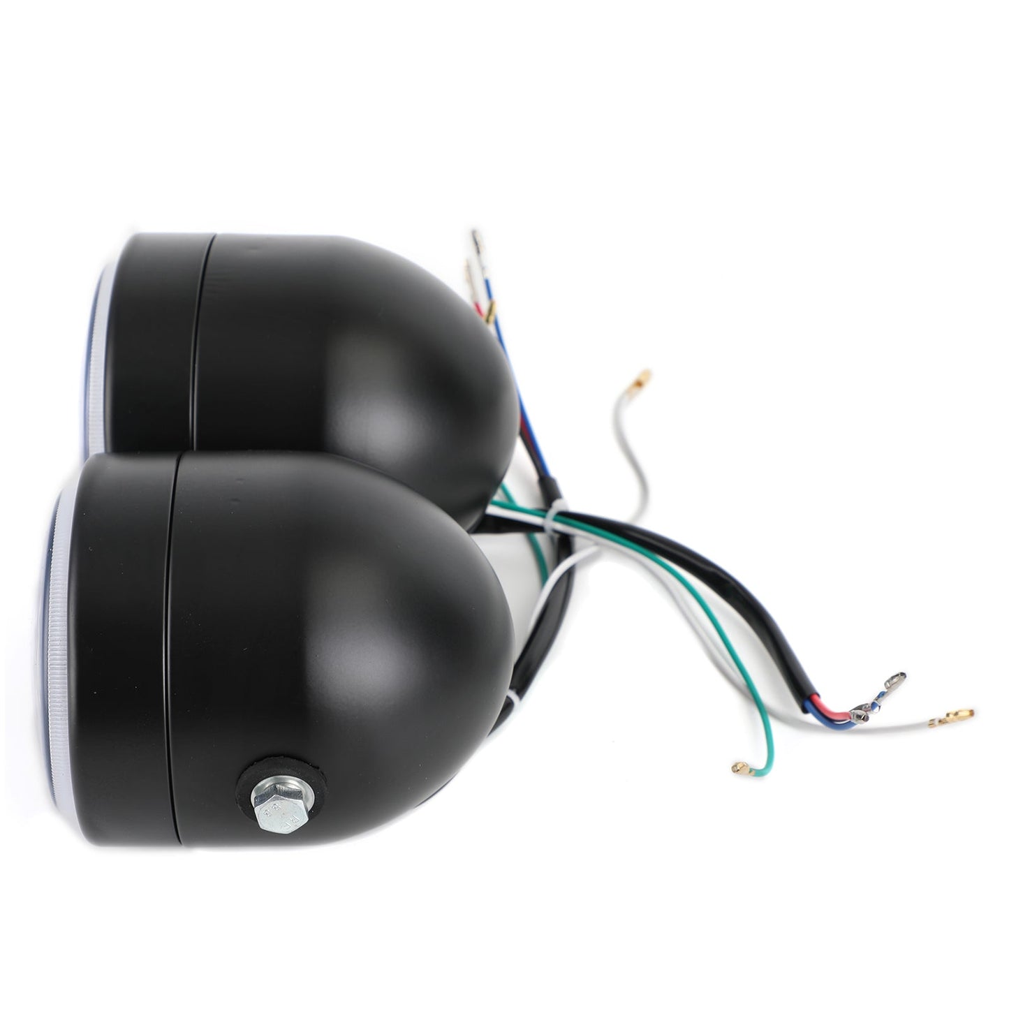 Black Twin Headlight Motorcycle Double Dual Lamp Street Fighter Universal Motorcycle Twin Headlight Double DRL Light for Harley Chopper Bobber Cafe Racer 4.33" Twin Dual LED Headlight Universal Chopper Bobber Cafe Racer Motorcycle