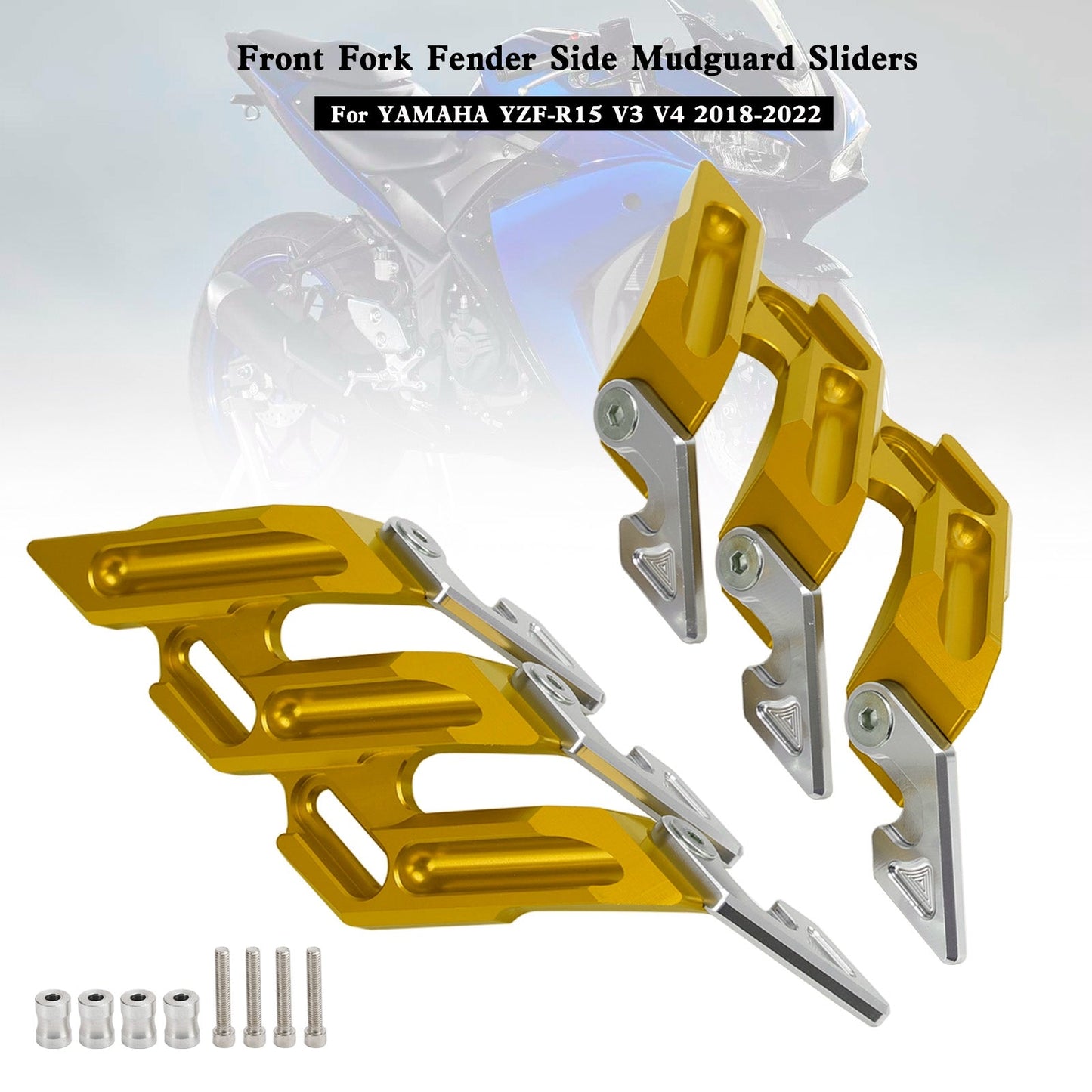 2018-2022 YAMAHA YZF-R15 V3 V4 CNC Front Fork Fender Side Mudguard Sliders