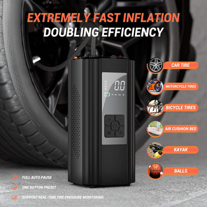 Tire Inflator Portable Air Compressor 150PSI Auto Air Pump for Car Tires DC4.8V Electric Tire Air Pump