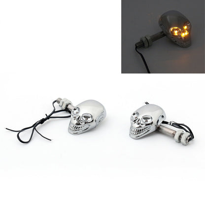 Motorcycle Skull Head Turn Signal Indicator Blinker 12V LED Light L0 Champoo