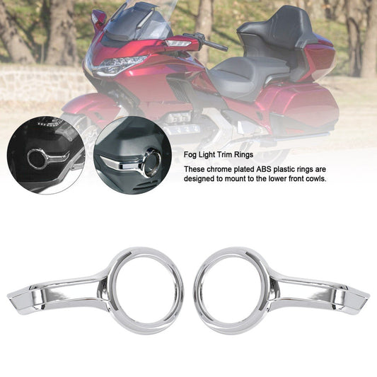 Chrome Fog Light Trim Rings Case for HONDA Goldwing GL1800 F6B 2018-2021 Champoo