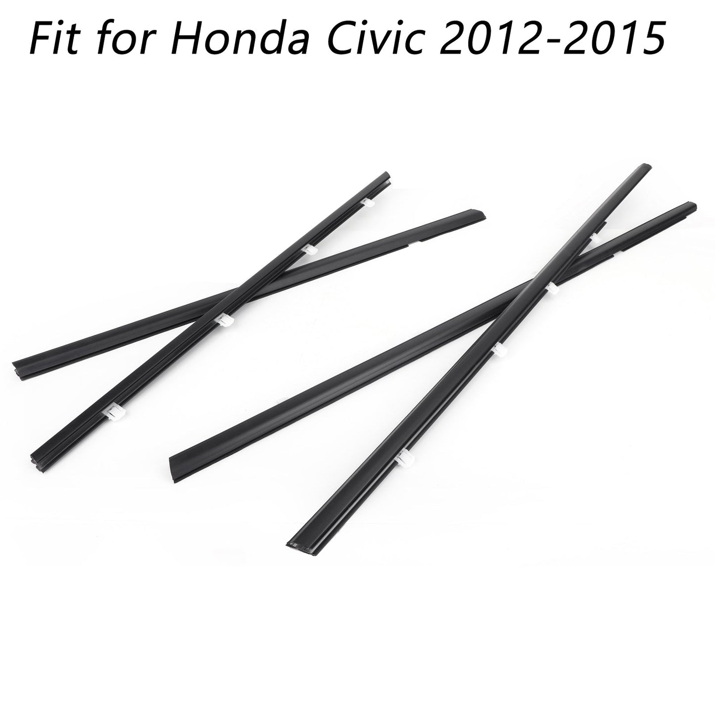 2012-2015 Honda Civic 4pcs Car Weatherstrip Window Moulding Trim Seal Belt 72910TROA01