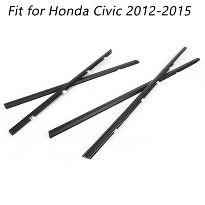 2012-2015 Honda Civic 4pcs Car Weatherstrip Window Moulding Trim Seal Belt 72910TROA01