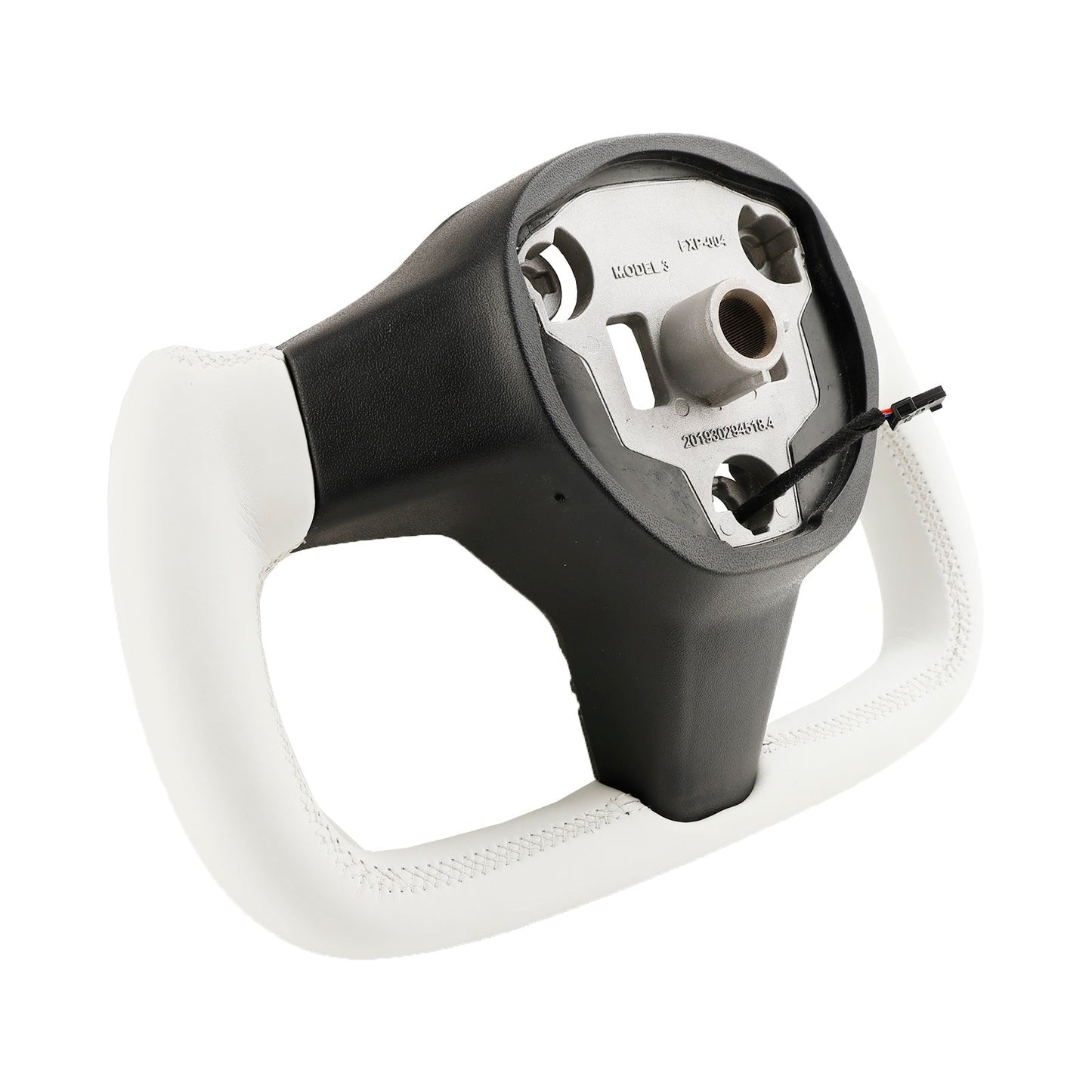 2017-2023 Tesla Model 3 Yoke Steering Wheel Square White Leather w/Heating