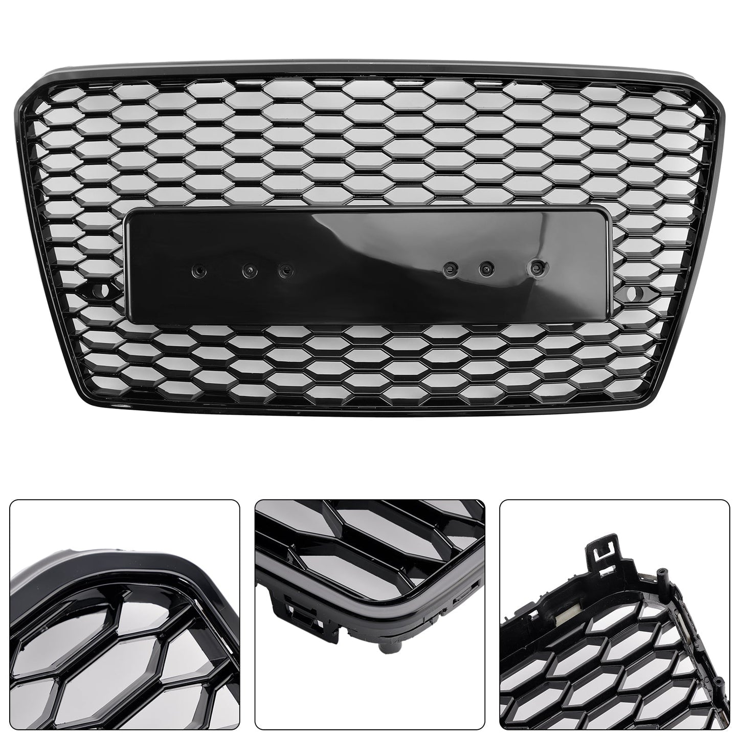 RS7 Style Honeycomb Sport Mesh Hex Grill Grille Fit Audi A7/S7 2010-2015 Black