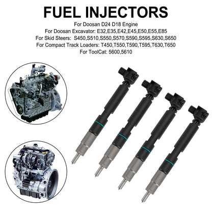 Fuel Injectors 28337917 400903-00074D 7275454 fit Bobcat fit Doosan D24 D18 Engine Fedex Express
