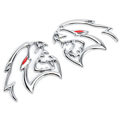 SRT Hellcat Silver 2PCS Hellcat Fender Side Emblem Badge Decal