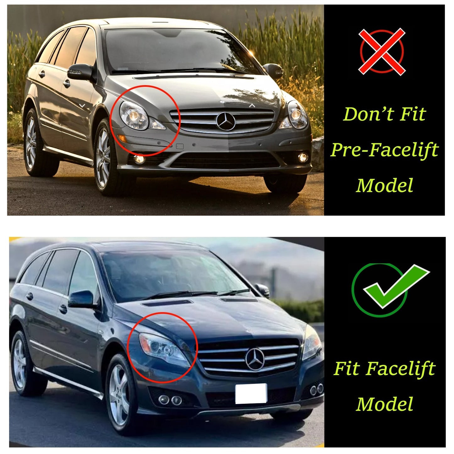 2010-2013 Mercedes-Benz R-Class W251 R300/350/500/320CDI Front Bumper Grille Chrome Black Replacement Grill