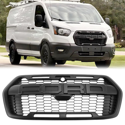 Raptor Grille | Ford Transit MK8 | 2020-2024 | Matte Black | Front Bumper Honeycomb Grill With Letter