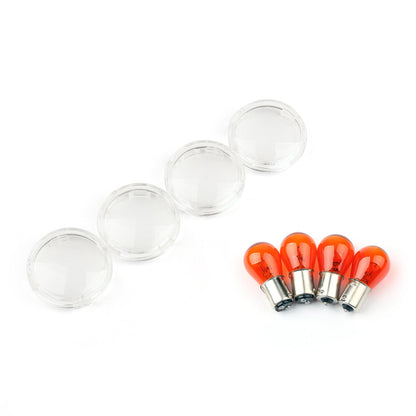 4x Turn Signal Lens For Bulbs For Harley Softail Dyna Sportsters 2002 &Up Champoo