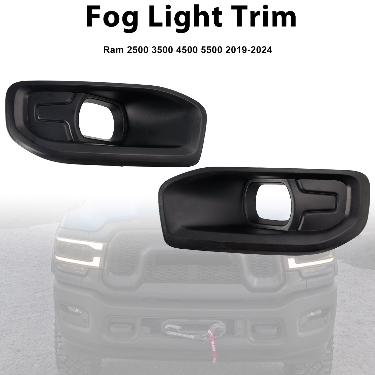 Dodge Ram 2500 3500 2019-2024 Pair Fog Light Bezel Trim 68449341AA