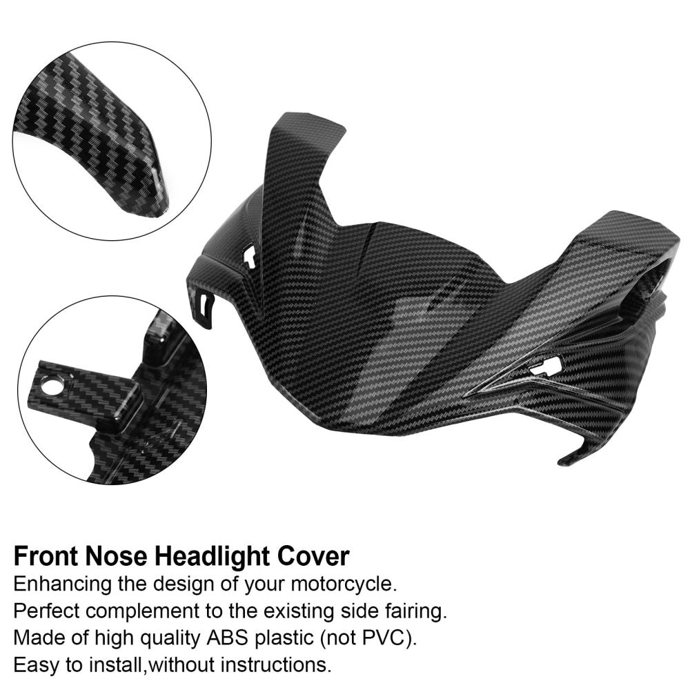 Carbon Front Nose Headlight Cover Surround Fairing For Kawasaki Z650 2017-2019