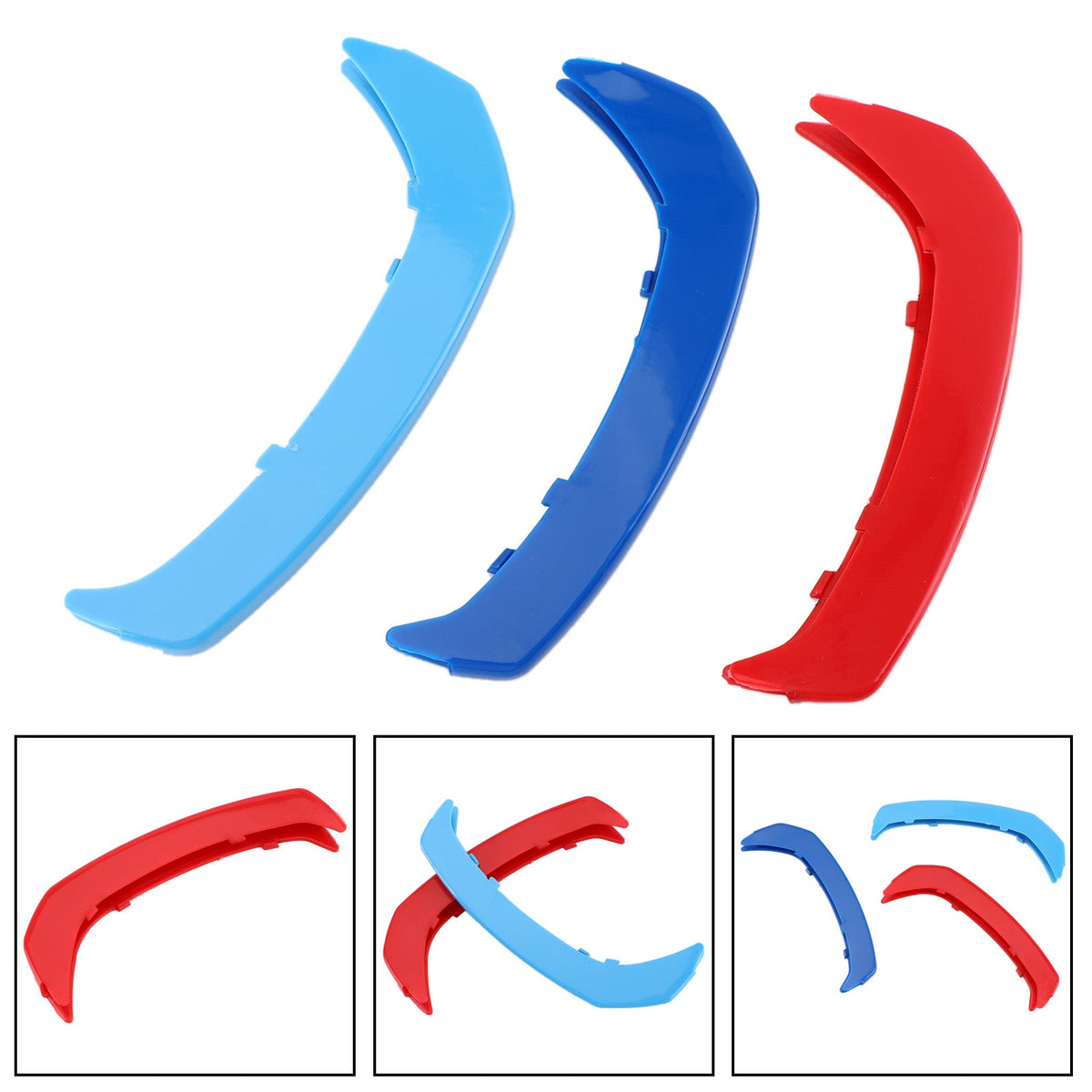 BMW GT3 9 Tri-Colour Front Grille Grill Cover Strips Clip Trim Grilles