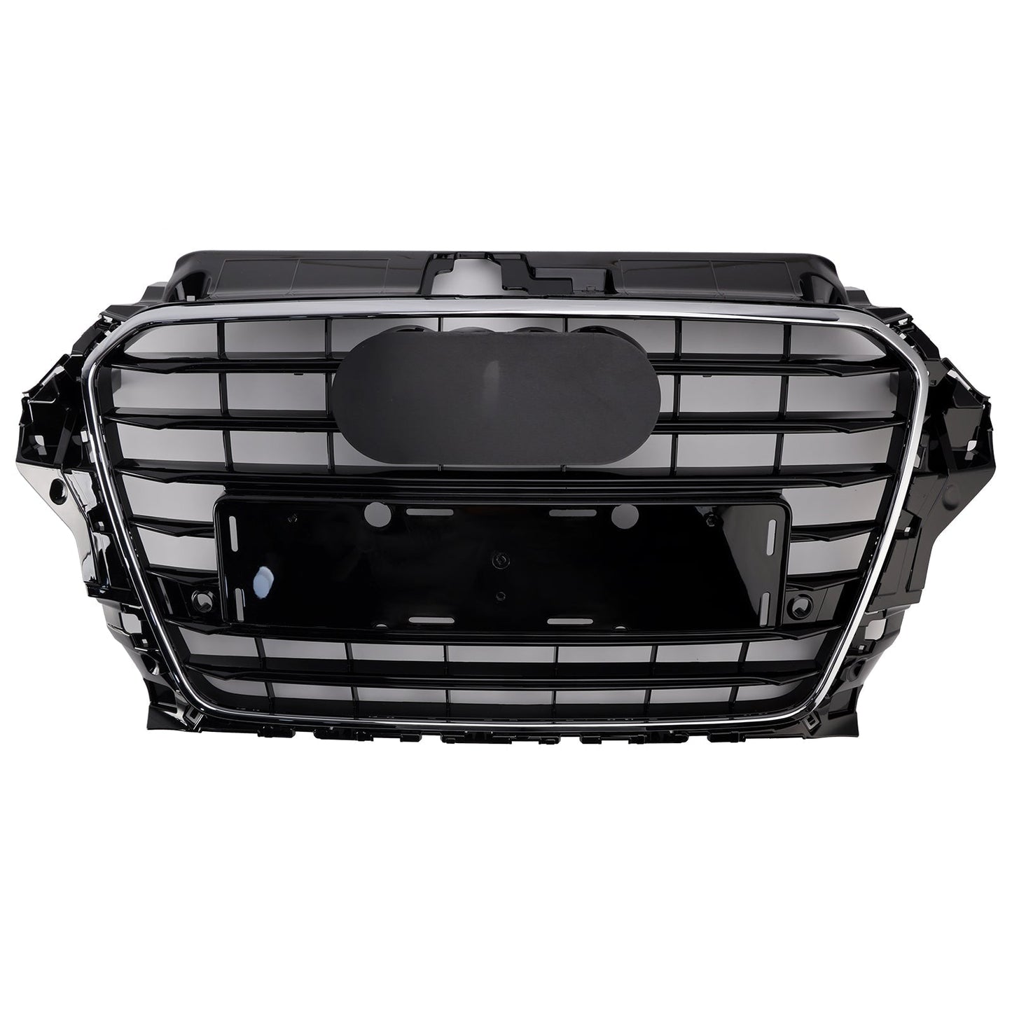 S3 Style Grill For 2013-2016 Audi A3/ A3 Sline/ S3 Front Bumper Chrome Black Mesh Slat Grill
