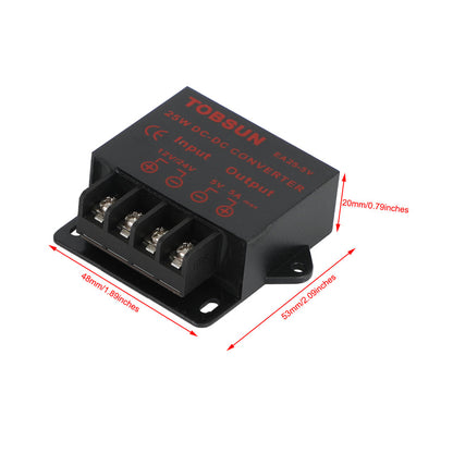 Voltage Converter DC 12/24V To 5V 5A 25W Power Adapter Step Down Regulator