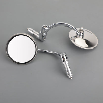 Cafe Racer Cruiser Custom Round Bar End Mirror Rearview Mirrors Chrome