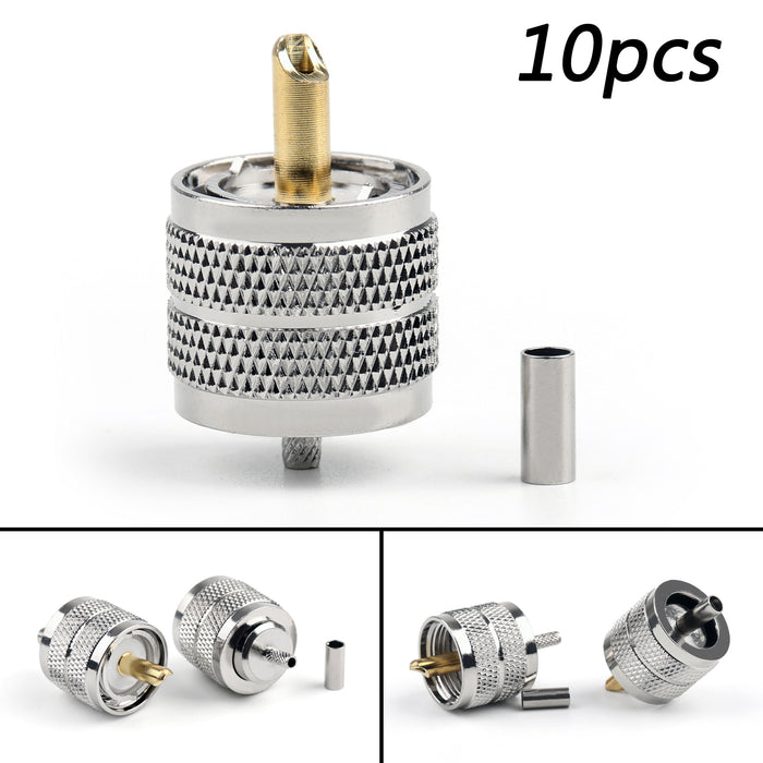 RG316 RG174 RG178 LMR100 10Pcs UHF Plug Male Pl259 Crimp Connector Adapter