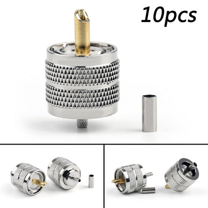 RG316 RG174 RG178 LMR100 10Pcs UHF Plug Male Pl259 Crimp Connector Adapter