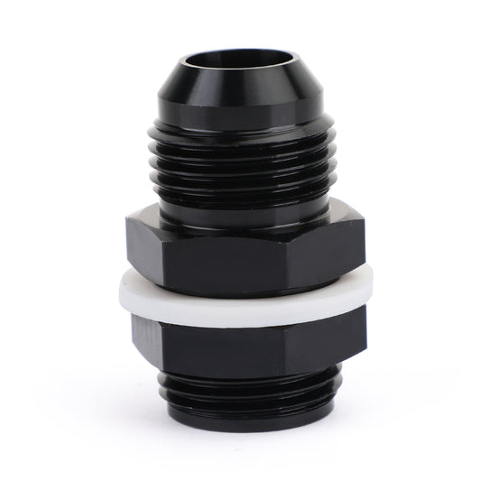 12 AN AN12 Flare Fuel Cell Bulkhead Fitting With Washer Black