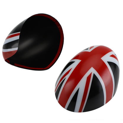 MINI Cooper R55 R56 R57 Black/Red 2 x Union Jack UK Flag Mirror Covers