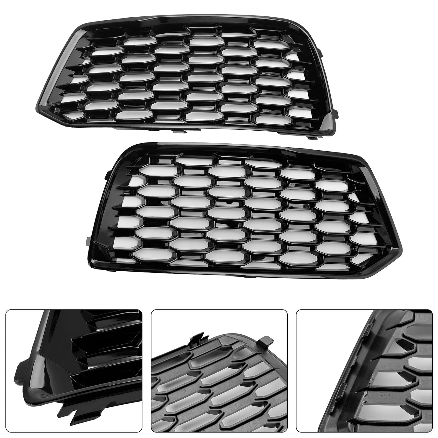 Audi Q5 Standard 2018-2022 2PCS Front Bumper Cover Grill Honeycomb Mesh Black Grille