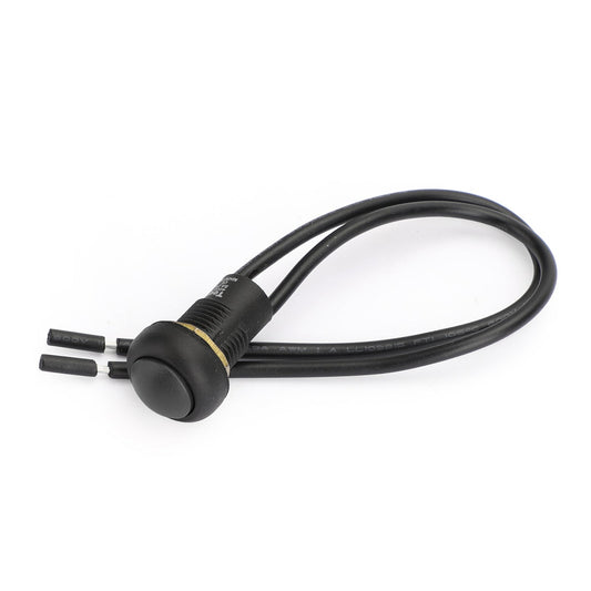 1Pcs Waterproof Momentary Reset ON/OFF Push Button Round Switch with Wire Black