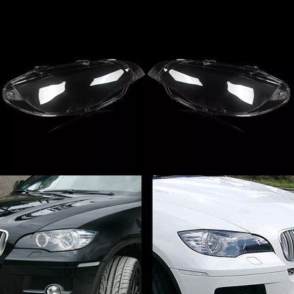 2008-2014 BMW E71 X6 2PCS Clear Headlight Lens Cover Headlamp Left + Right 63117271371 63117271372