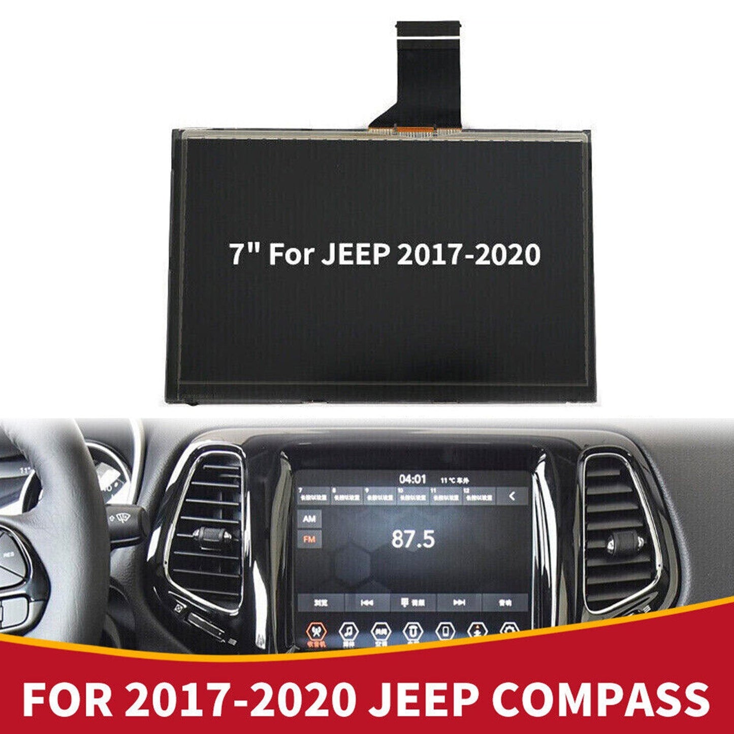 Jeep Compass 2017-2020 7Inch ACT3S5370FPC-A1-E LCD Display Touch Screen Radio Navigation #TDO-WXGA0700K00033-V2