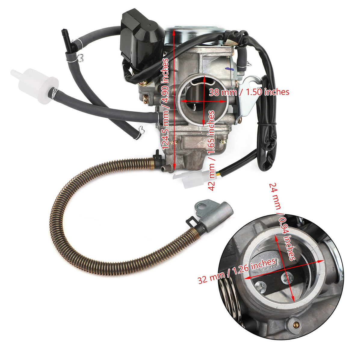 GY6 125 150cc Scooter ATV Kazuma Baja Kymco Taotao SunL Tank Carburetor Carb