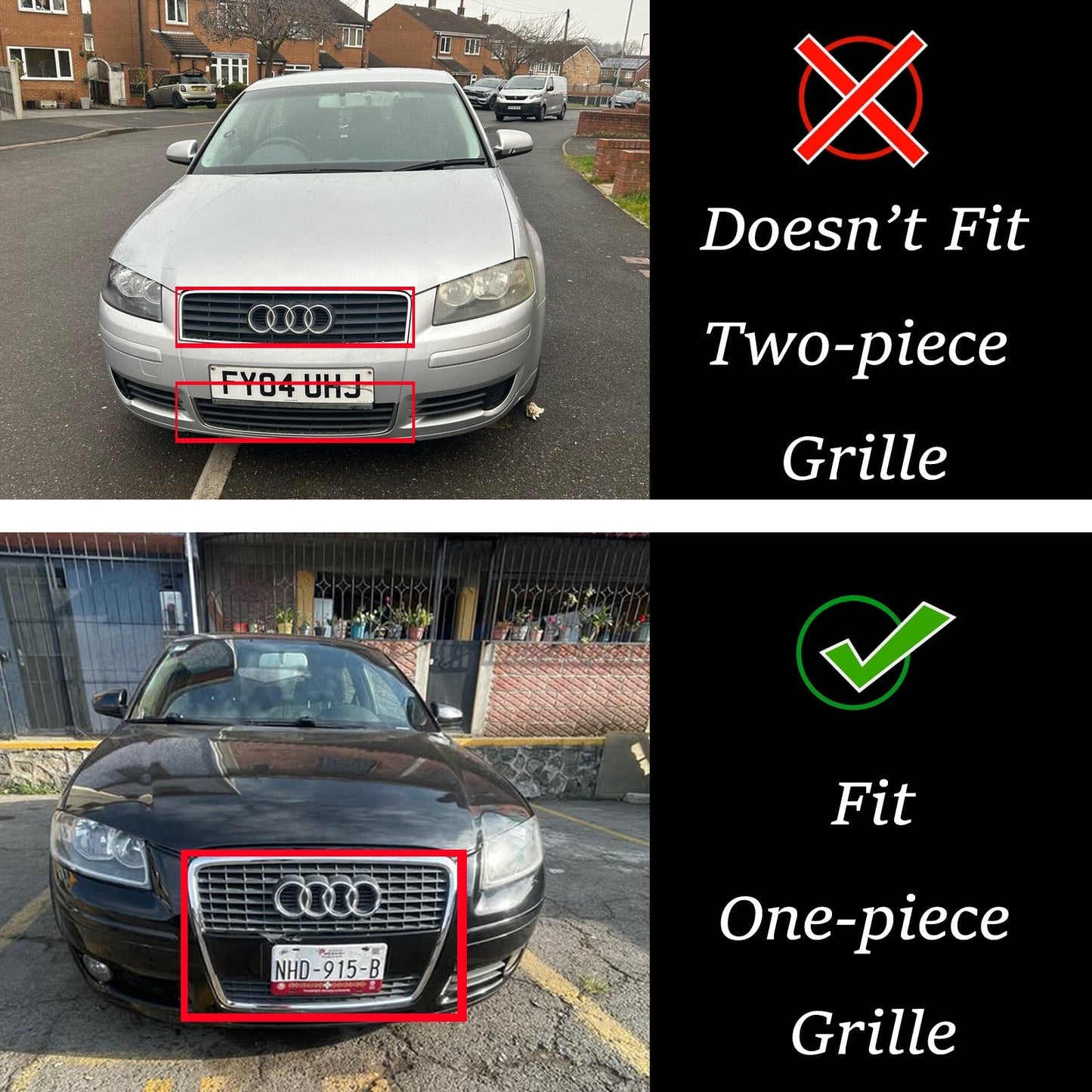 Audi A3 8P 2004-2008 Pre-Facelift RS3 Style Front Bumper Grill Black Honeycomb Grille