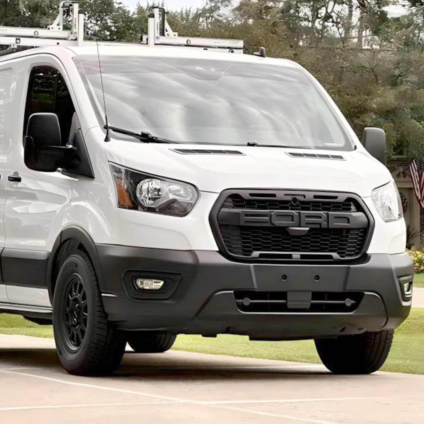 Ford Transit T150 T250 T350 MK8 2020-2024 Raptor Style Front Grille Replacement Honeycomb Black Grill