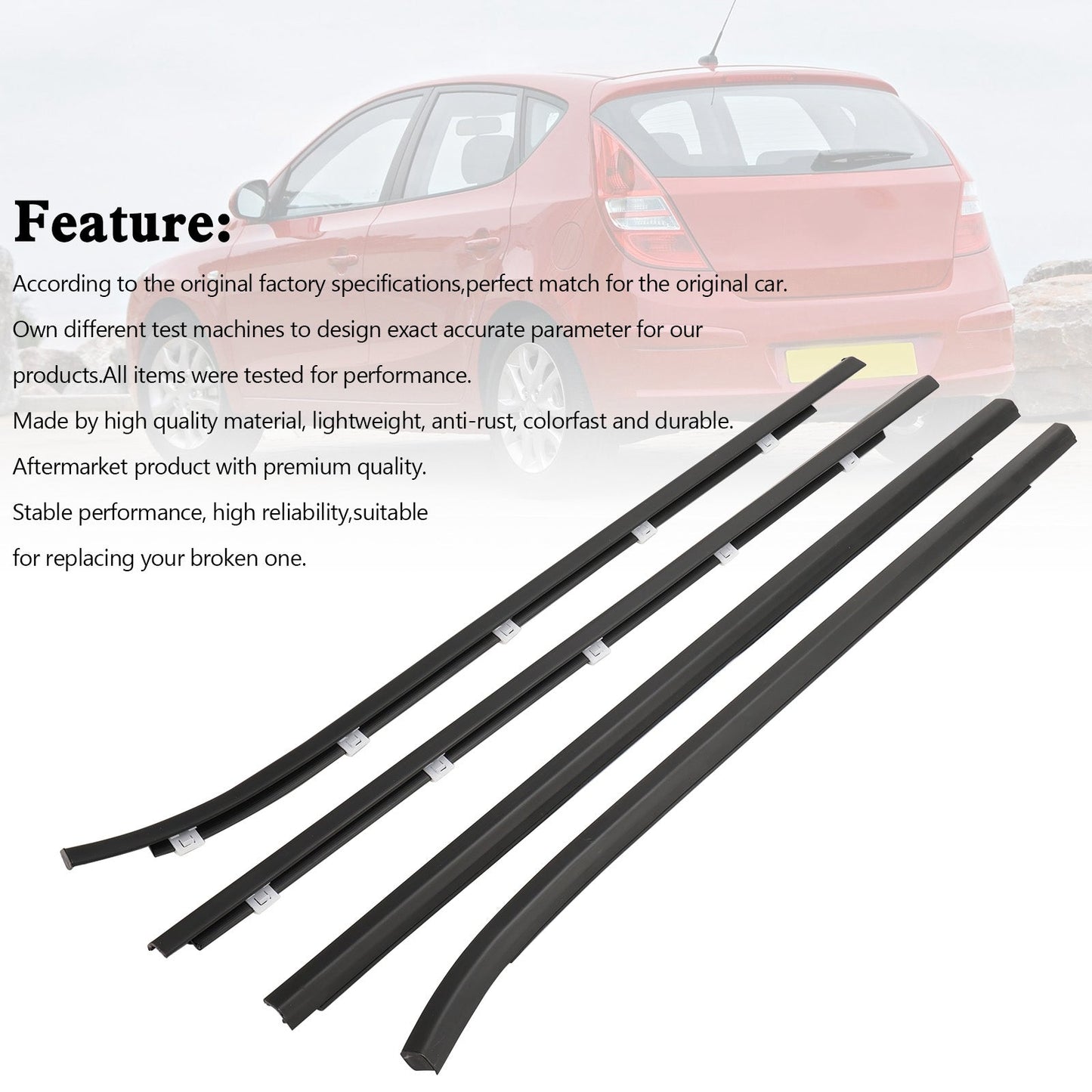 2008-2011 Hyundai i30 4PCS Outside Door Weatherstrip Belt Trim Seal 822102L000 822202L000
