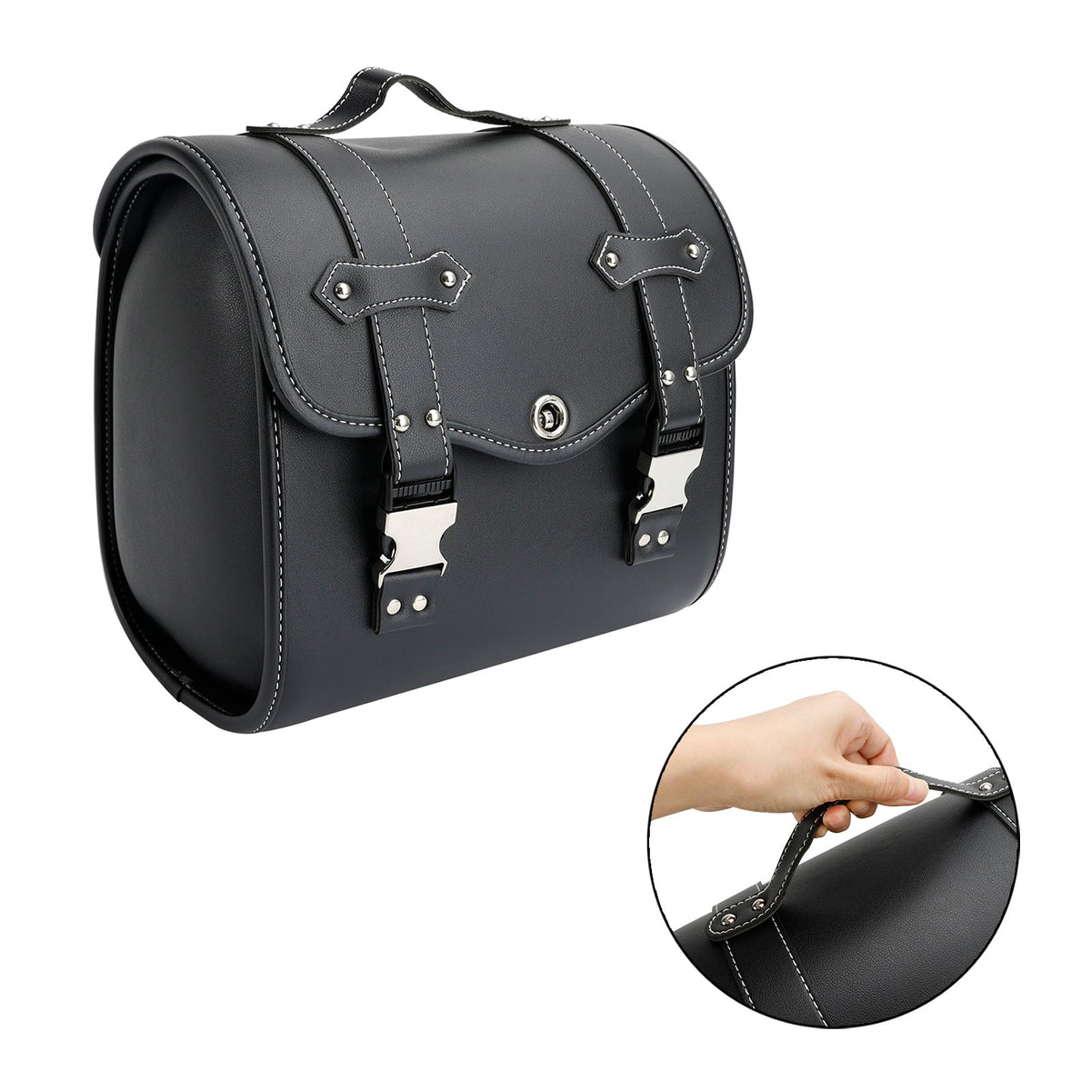Saddlebag Side Storage Tool Bag Universal Quick Release Pu Motorcycle Brown