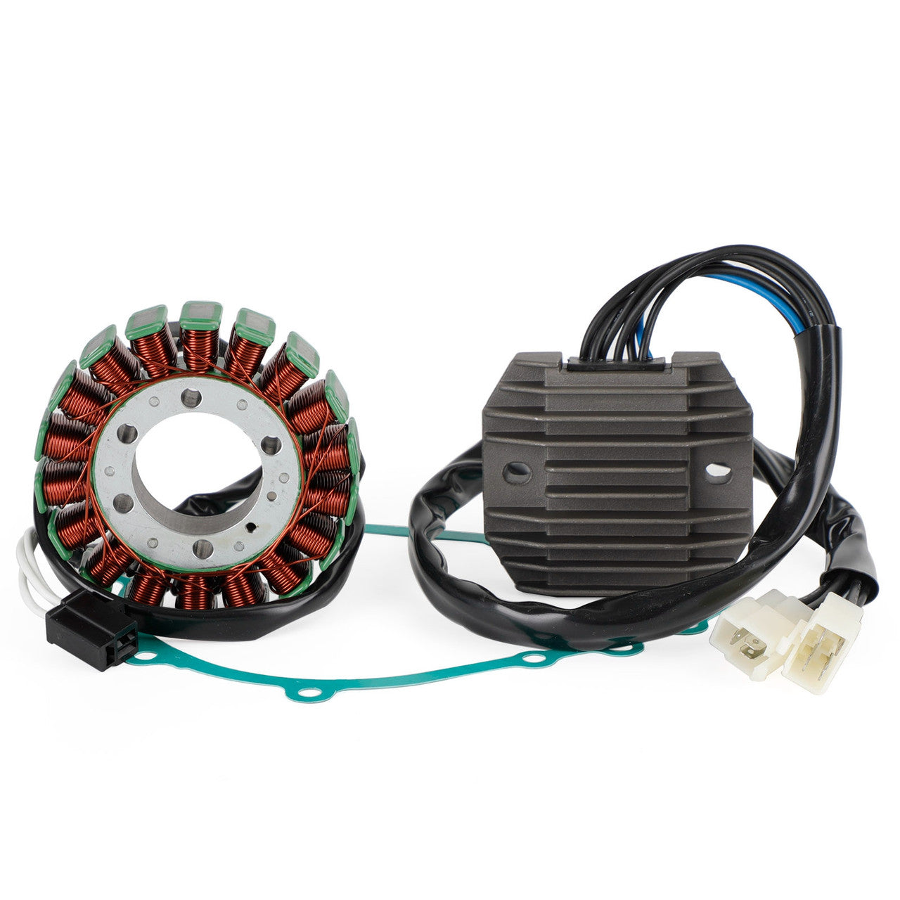 2005 Kawasaki ZX636 Ninja ZX-6R ZX636C1H Magneto Stator 21003-0023 + Voltage Rectifier 21066-0016 + Gasket 11061-0113