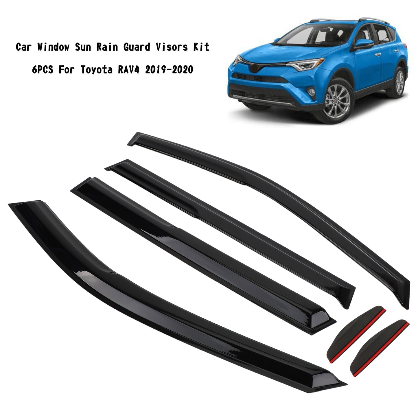2019-2020 Car Window Sun Rain Guard Visors Kit 6PCS Toyota RAV4