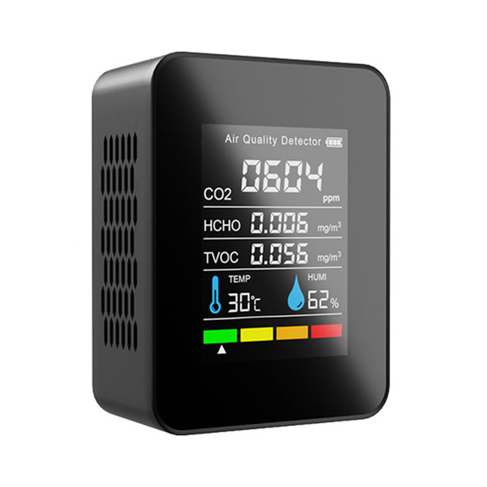 Portable TVOC HCHO CO2 Air Quality Detector Temperature Humidity Tester Monitor, White