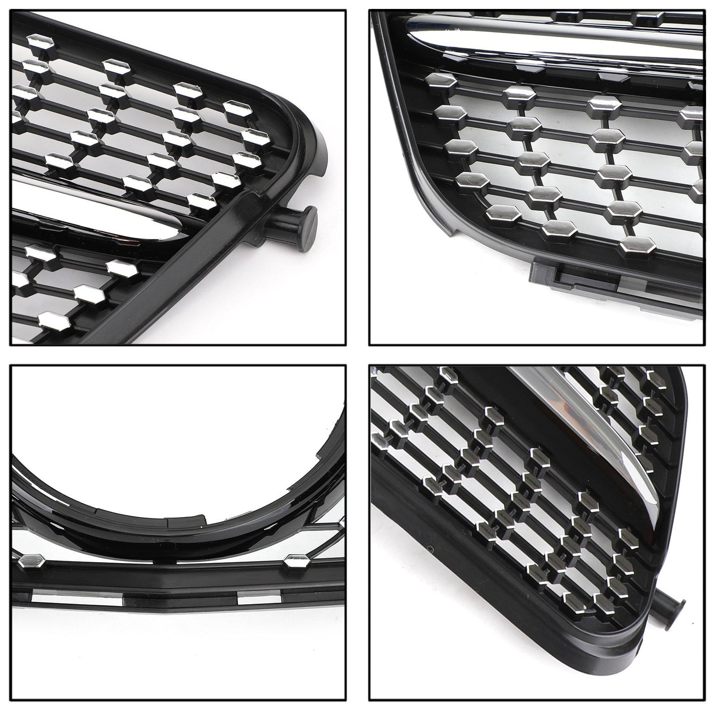 2008-2014 W204 Benz C-Class C200 C230 C250 C300 C350 Diamond Black Chrome Front Grille Grill