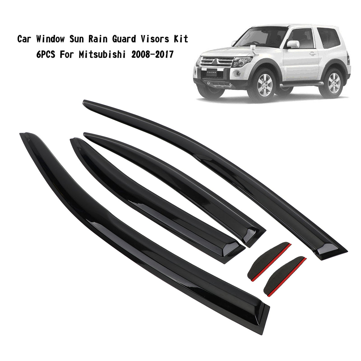 Car Window Sun Rain Guard Visors Kit 6PCS For Mitsubishi Lancer 2008-2017